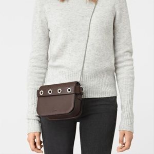 All Saints Ikuya leather brown crossbody clutch